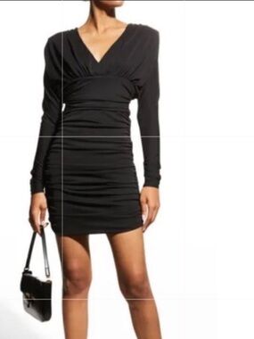 NWT Cing à Sept black Belinda ruched mini Dress Size 4
